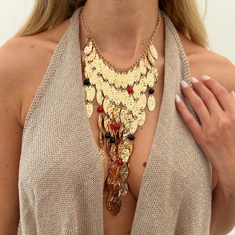 Trendy Sequin Metal Y Shaped Tassel Necklace Luxe Statement  for Women Evening Gown and Celebration Looks