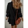 Women's Solid Color Long Sleeve Lapel Button Loose Short Dress