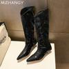 Stilettos Women Leather High Boots Designer Fashion Elegant Retro Boots Women 2024 Trend New Winter Dress Cozy Warm Botas Mujer