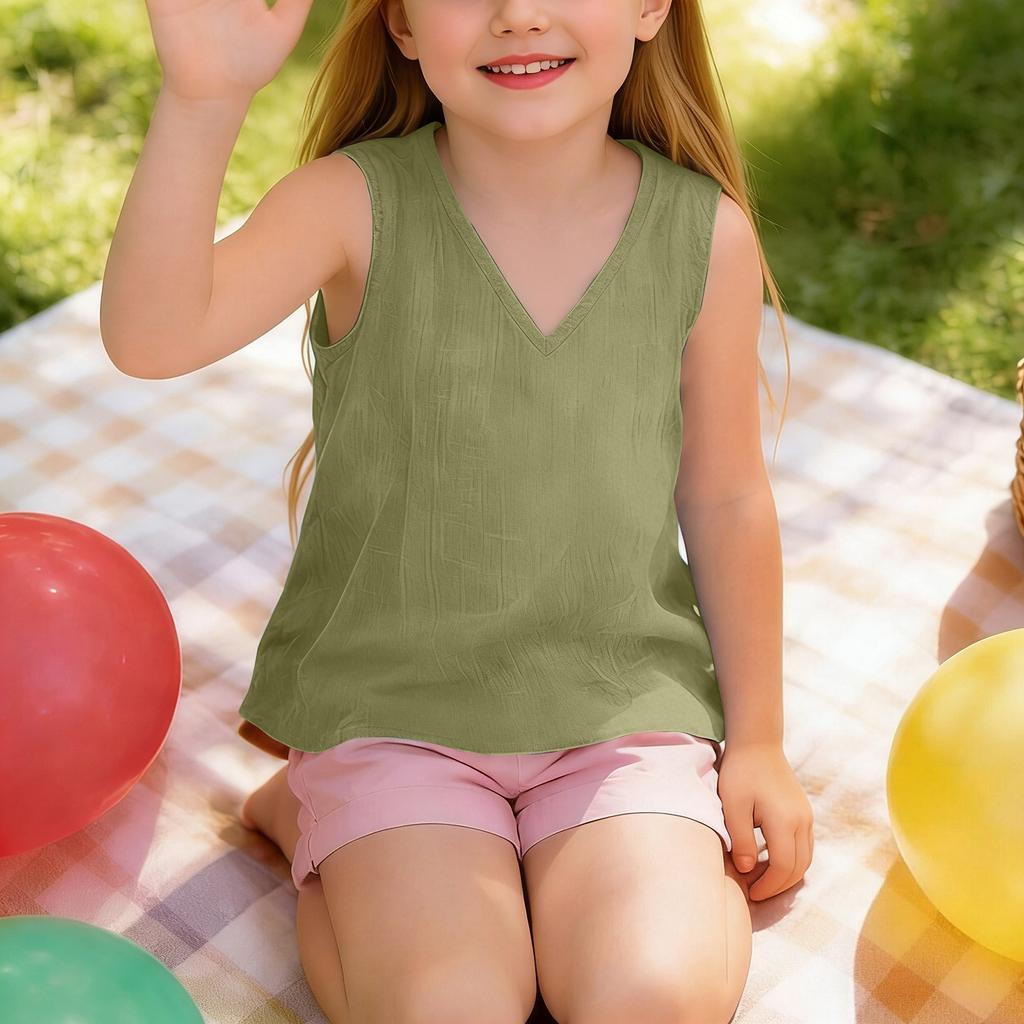 Lockeres T-Shirt für Kinder: Lässiges ärmelloses Mädchen-Tanktop