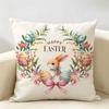 Happy Easter Rabbit Cute Cushion Cover Natural Linen Organic Fabric DoubleSided Printing Room Sofa Decor Pillow Case