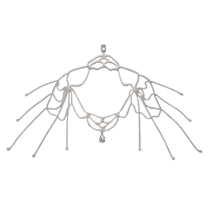 

Stylish Alloy Rhinestones Shoulder Necklace Sturdy Fringe Design Perfect For Casual Evening Outfits 1