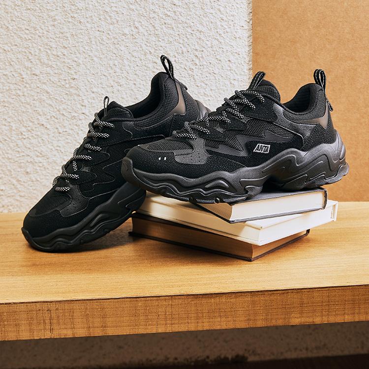 Anta Men's Meteor Retro Chunky Dad Shoes Triple Black 112438855-3