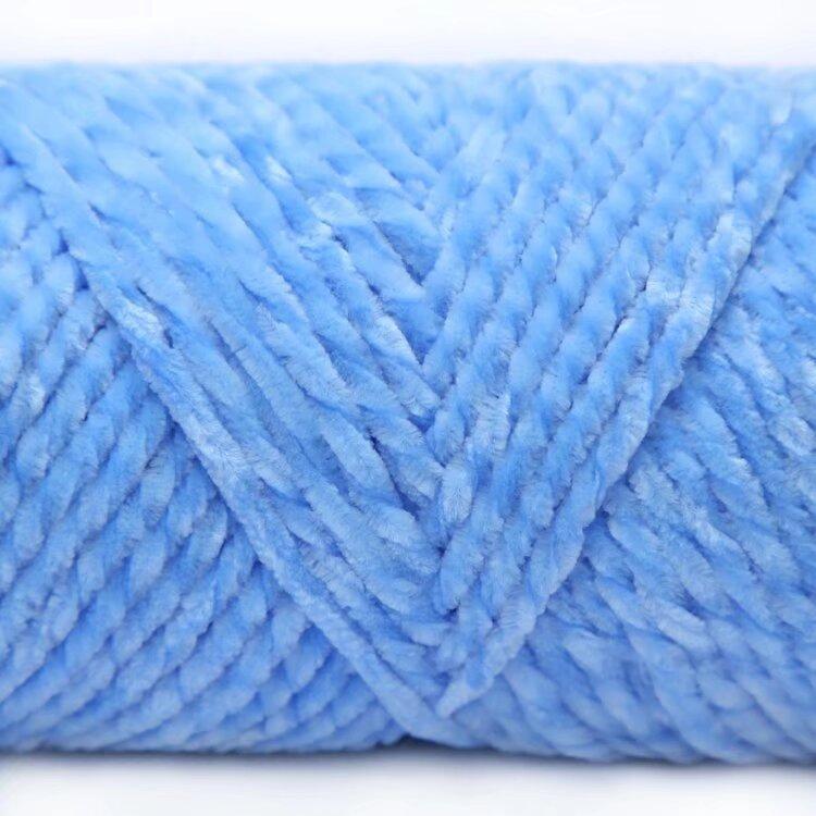 3 Strands Glossy Velvet Hand-Woven Thread Woven Scarf Doll Blanket Chenille Thread Segment Dye 100G Ball
