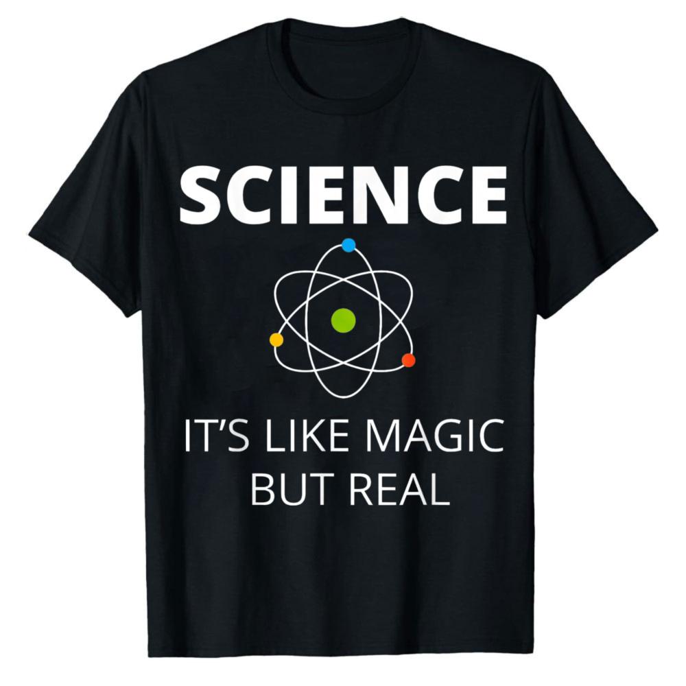 Science Its Like Magic BUT Real Geek Atom Scientist Graphic TShirt Small Funny Casual Top for Nerds Students Physics Lovers