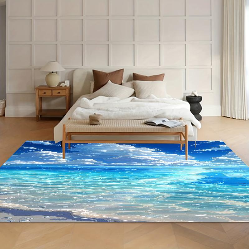 Turquoise Ocean Area Rugs Non-Slip Washable Carpet for Living Room Bedroom & Coastal Patio Durable Floor Mat & Rug Home Alfombra