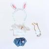 Niannyyhouse 20cm Doll Clothes - Cotton Doll Clothes - Headband + Sweater + Shorts + Packet - 4-Piece Set - Bunny Ear Headband, Carrot Sweater, Denim