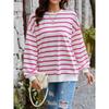 Women's Autumn Loose Casual Long Sleeve Striped Plus Size Sweatshirt
