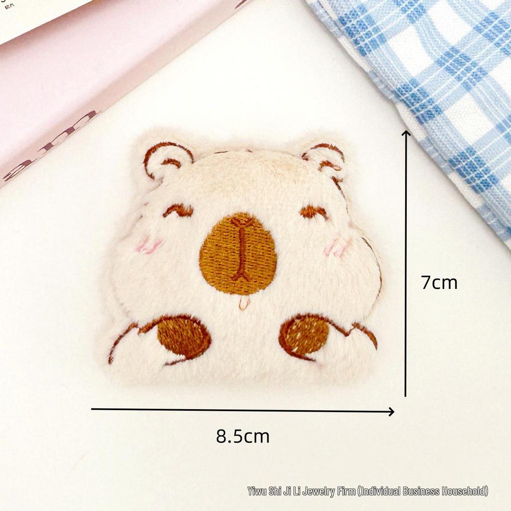 Cute Shy Capybara Plush Keychain: Cartoon Hamburger Design for DIY Clothing, Shoes, and Hat Accessories