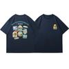 New Japanese Outdoor Camping Theme Handprinted Cotton Breathable Short Sleeve T Loose Comfortable Sports Top