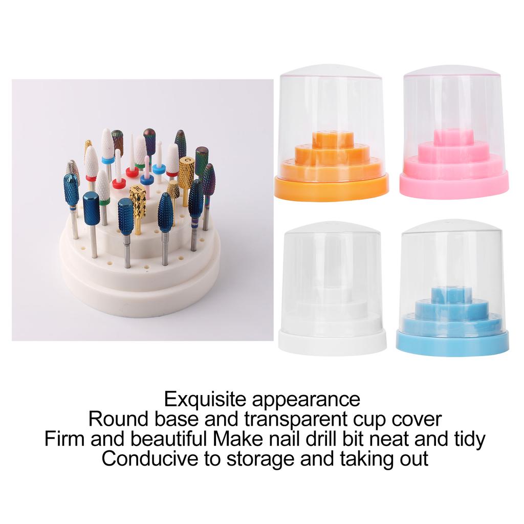 4pcs 48 Holes Nail Drill Bits Display Holders Stand Nail Grinding Head Storage Box