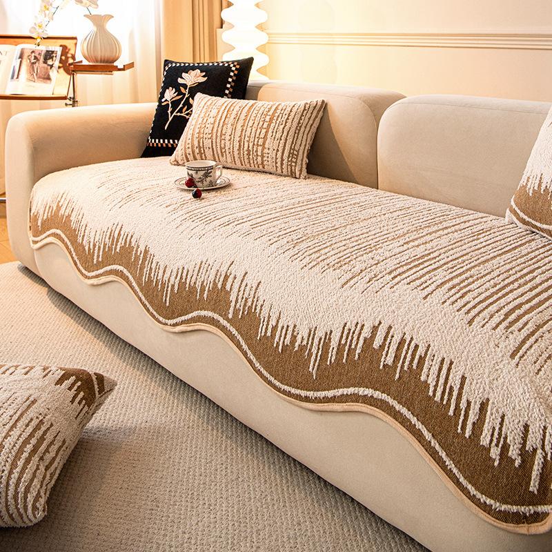 French Advanced Special-Shaped Sofa Cushion Is Universal In All Seasons  New Straight Row Thickened Seat Cushion Fixed Non-Slip Cover