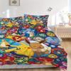 3pcs Eevee Circular & Pokemon Pikachu Quilt Cover Set (1 Quilt Cover + 2 Pillowcases Without Pillow Core), High-Definition Printing for Home and Dormi