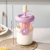 Flower Cup High Aesthetic Glass Portable Straw Cup Water Cup