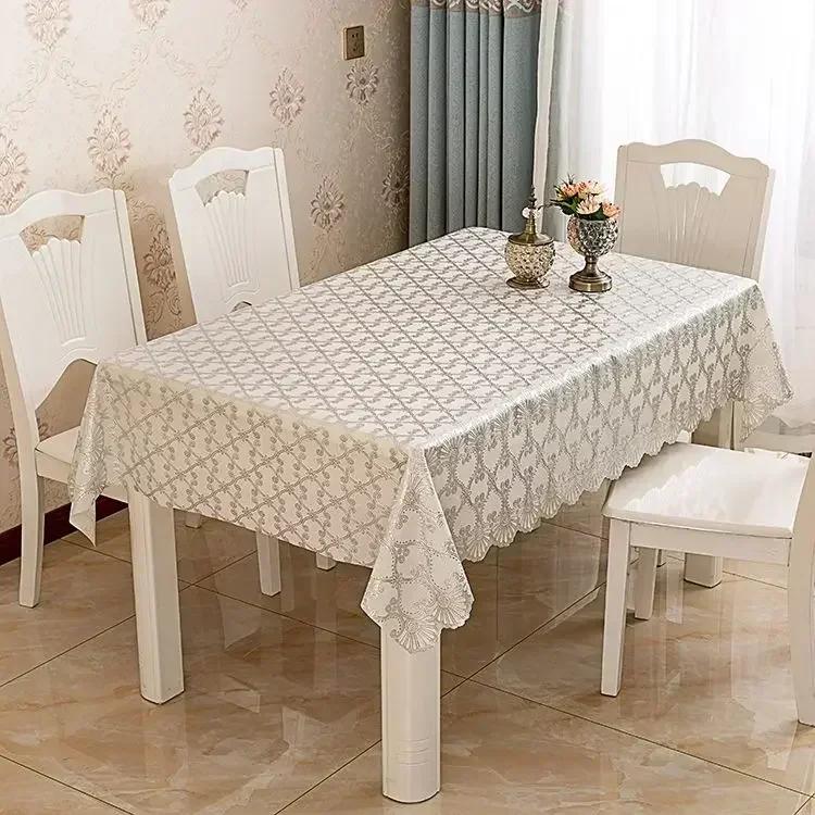 PVC Hot Stamping Desk Cover Waterproof Scald Proof Oil Proof Wash Free Table Mat Household Coffee Rectangular Table Cloth
