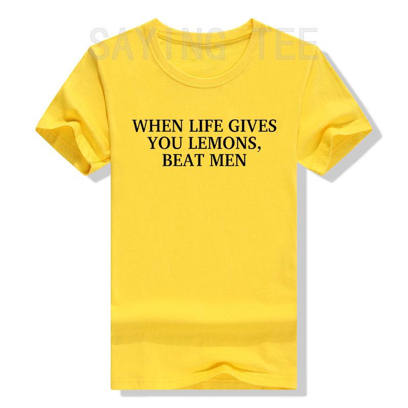 Wenn das Leben dir Zitronen gibt, schlage Männer Witzig Sarkasmus Witze T-Shirt Buchstaben Gedruckt Y2k Sarkastischer Spruch T-Shirt Mode Neuheit Geschenke