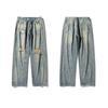 TIDEWORD Denim Pants, Distressed Jeans, Wide-Leg Pants, Baggy Pants, Loose Fit, Plus Sizes, Spring, Summer, Fall, Winter (PSNZK01-Light Blue, 3XL)