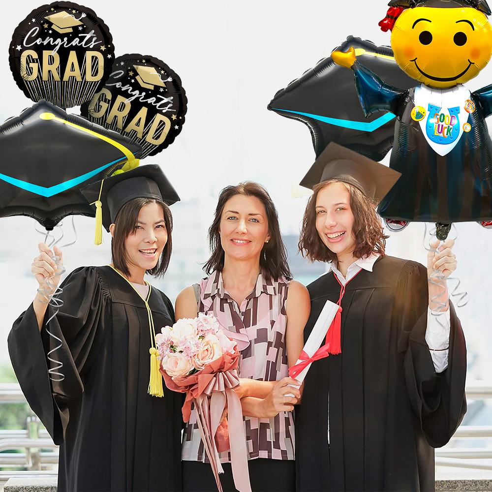 5-Pack Graduation Season Balloon Set, Aluminum Foil Balloons, Phd Graduation Cap Balloons, Graduation Ceremony Party Decoration Balloons