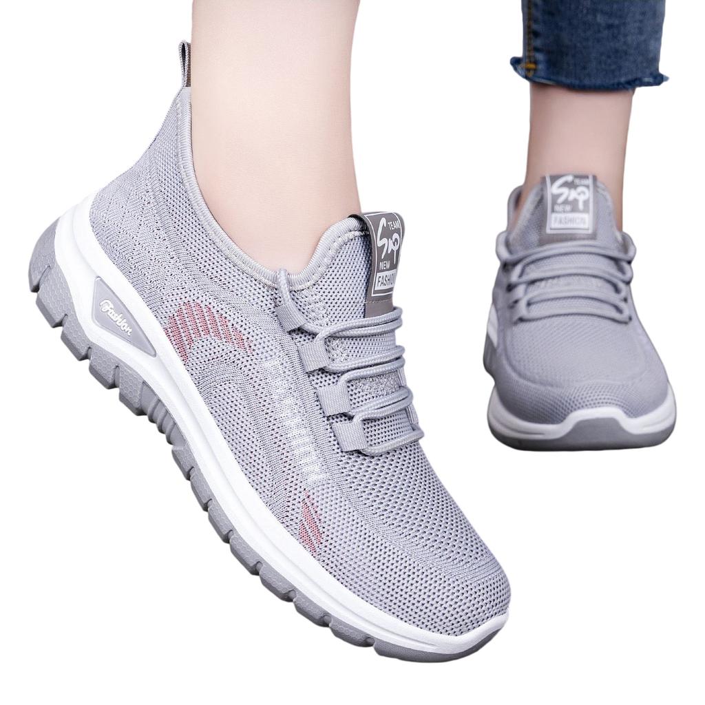Lightweight Breathable Slip On Athletic Shoes for Women Flexible Sole Casual Running Sneakers with Knit Upper and Cushioned Insole