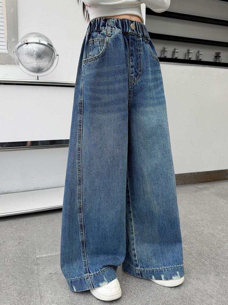 Girls' Autumn 2026 Wide Leg Jeans - Casual Straight Leg for Big Kids