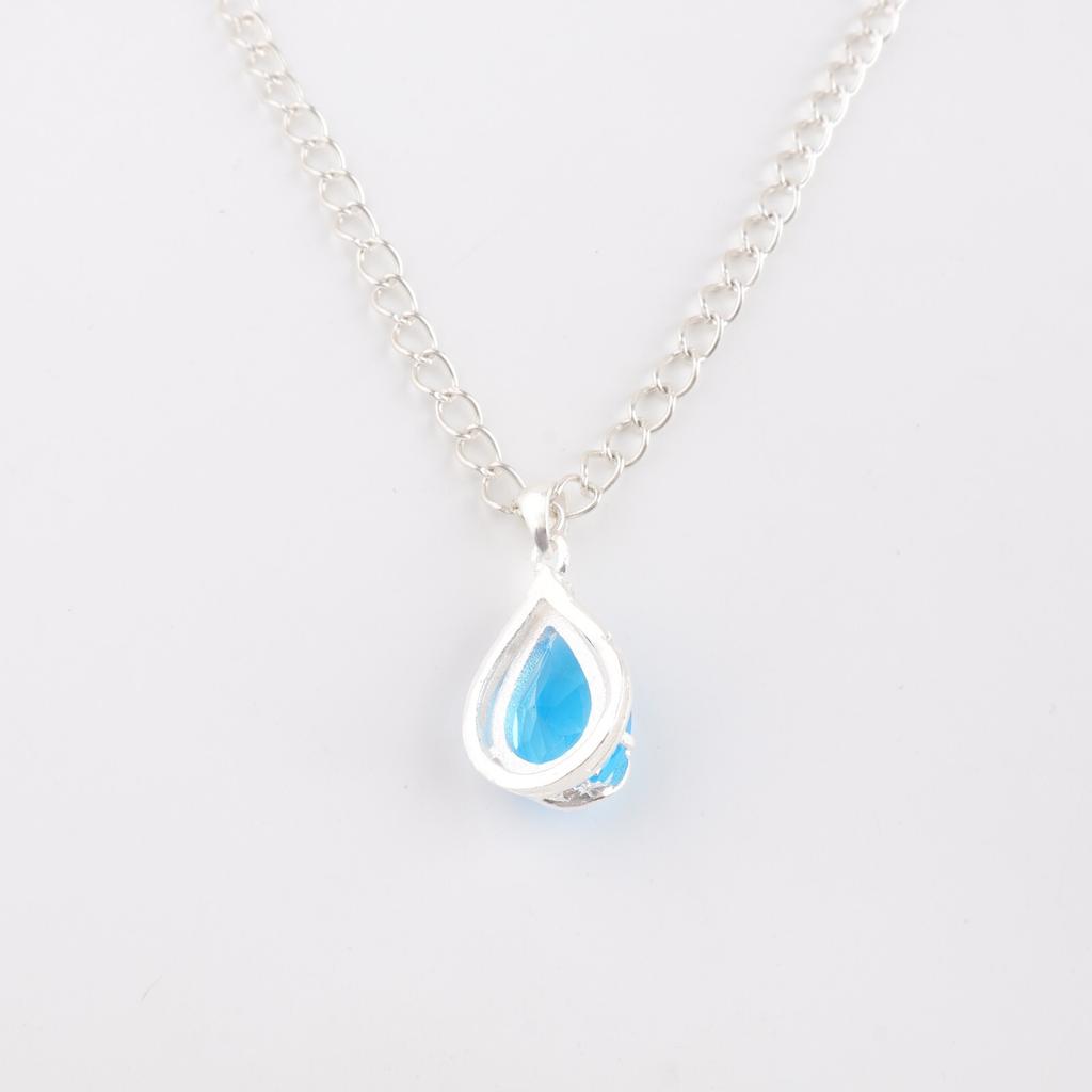 Swiss Blue Topaz Gemstone 925 Sterling Silver Jewelry Zircon Pendant For Girls CZP-7-12