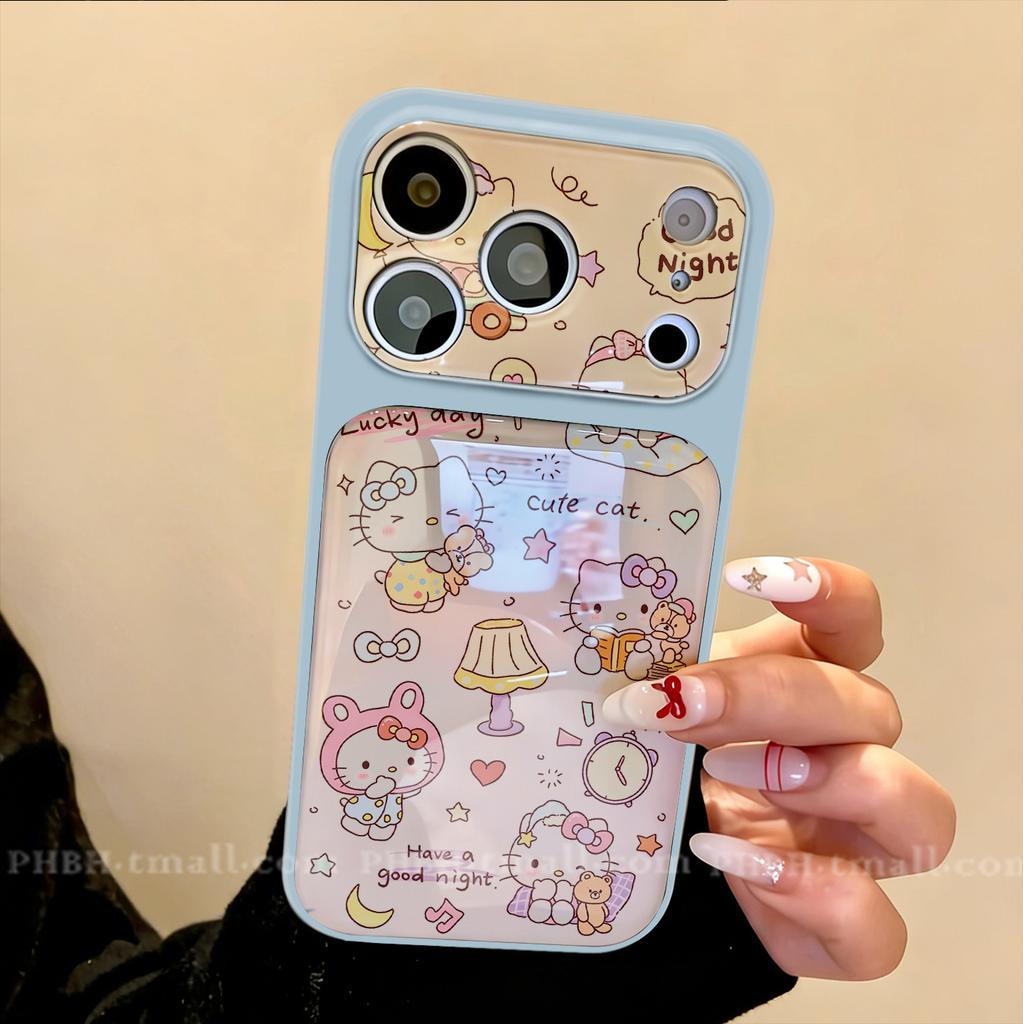 Cartoon Hello Kitty Apple 17 mobile phone case iPhone16promax blue light acrylic second change 17 sets of large windows