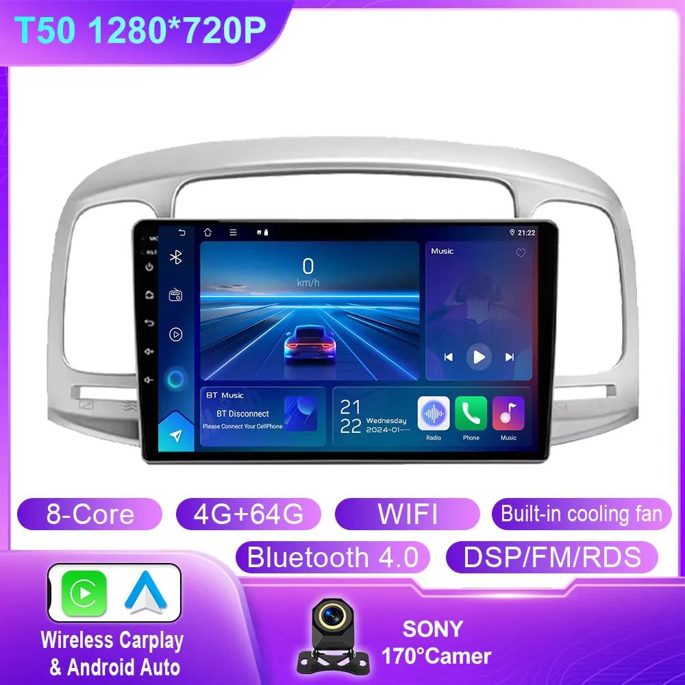 Car Android Carplay Auto For Hyundai Accent 2008 2009 2010 2011 Car Radio Multimedia GPS Navigation Player Stereo Head Unit QLED