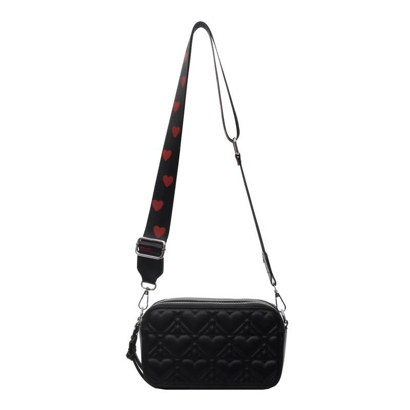 IELGY Ladies White Embroidered Thread Fashion Wide Shoulder Strap Crossbody Small Square Bag