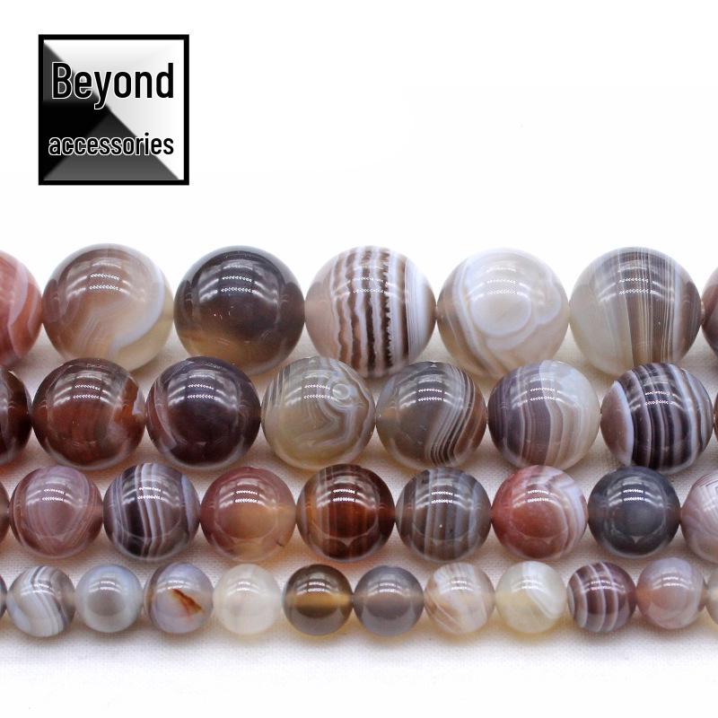 Natural Persian Gulf Agate Coffee Brown Banded Loose Round Beads for DIY Bracelets