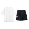 Li-Ning Cartoon Logo Print Round Neck Short Sleeve T-Shirt Fashion Versatile Comfortable Trendy Shorts Casual Sports Suit AHSU805-2+YKSV197-2