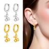 Cherry Pendant Hoop Earrings For Women Stainless Steel Female Trendy Tassel Charms Dangling Earrings Round Ears Piercing Zircon