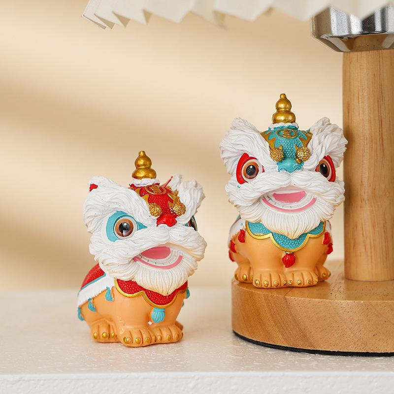 Chinese National Style Waking Lion Ornaments: Cute Ashtray & Car Decoration for Home