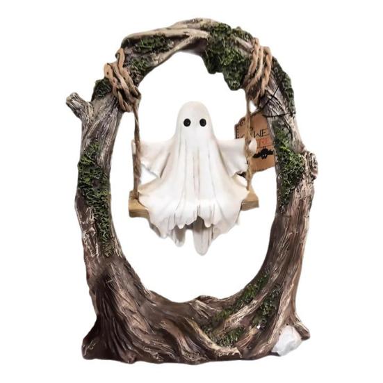 

Статуя Призрака на Хэллоуин, Качающегося на Качелях, Милый Призрак, Качающийся на Дереве, Полимерная Скульптура для Хэллоуина, Внутреннее и Наружное Украшение