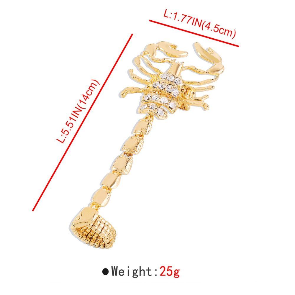 Rhinestone Scorpion Chain Ring Black Irregular Ring Personality Vintage Gold Ring  Women