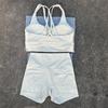 JYL Yoga Shorts Trousers Suit Leopard  Camisole Vest Hip Lifting Tight Shorts