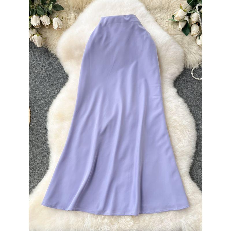 Fashion Adult Lady like Woman Classy Mid Length Long Length Mermaid Dress Satin