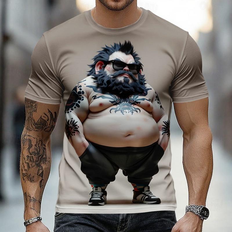 3D Printed Cartoon Character Graphic T-Shirt For Men Funny Old Man Pattern Tees Summer Street Casual Short Sleeve Round Neck Top