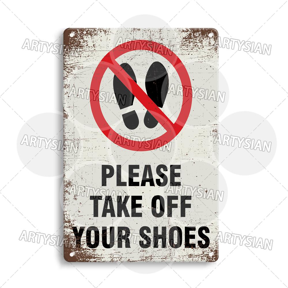 Hygiene Metal Sign No Shoes No Food Drink Restaurant Office School Public Space Plaque Wash Your Hand Sanitizer Keep Clean Sign