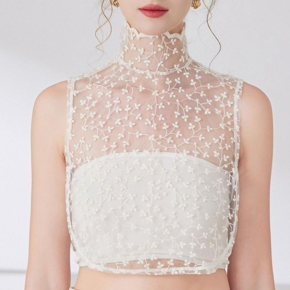 Elegant Petal Statement Collar Transparent Detachable High Collar False Blouse Daily Wear