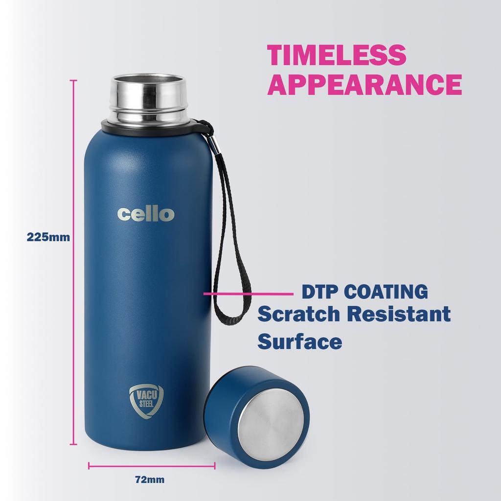 Doppelwandige Isolierwasserflasche für heiße und kalte Getränke, reisefreundliche Edelstahlflasche 550 ml mit auslaufsicherem Deckel und grifffreundlichem Design