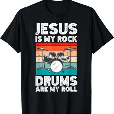 Drummer Jesus Drumming Drums Percussion Faith Christian T-Shirt