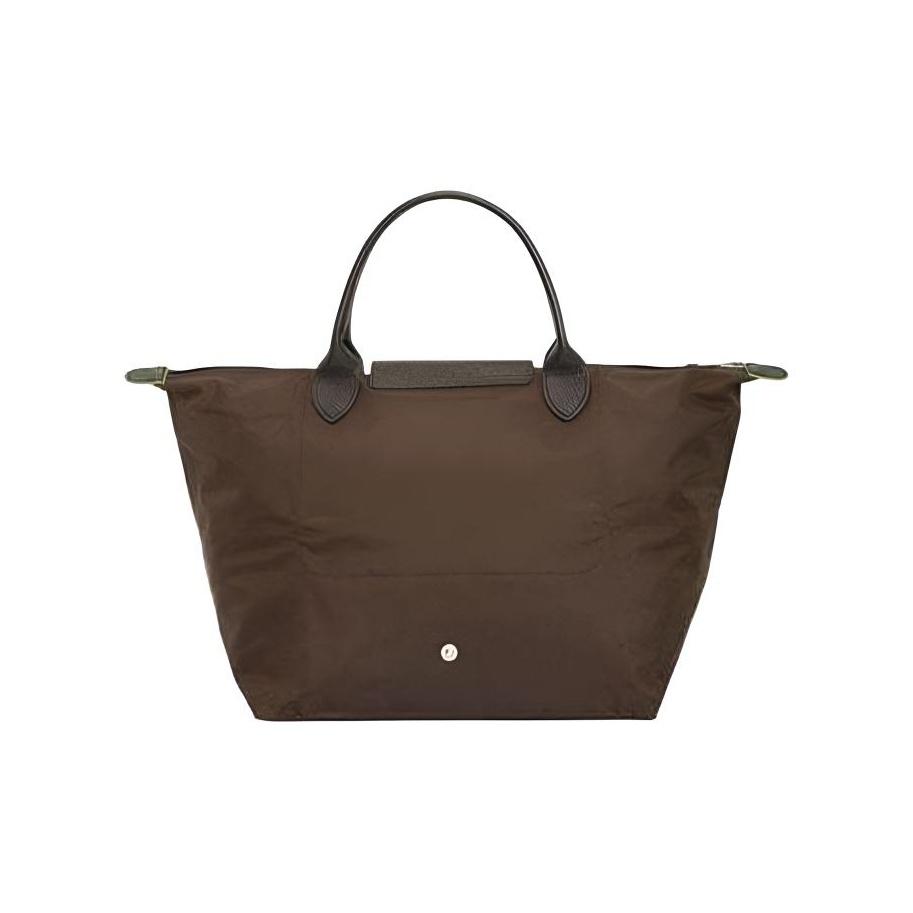 Longchamp Le Pliage Green Logo Design a Contrasto Nylon Borsa a Totes a Forma di Raviolo Media Borse a Totes da Donna Marrone Moka 1623919002