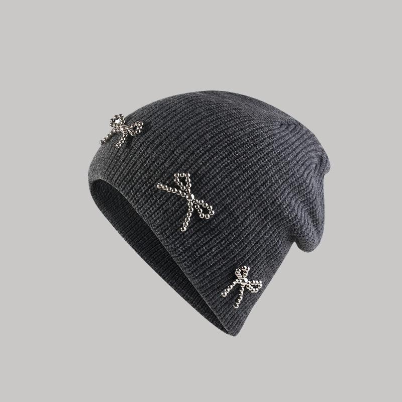 Women's Pullover Hats Korean Bow Simple Fashionable Versatile Knitted Hats Sweet Cool Y2K High Quality Pullover Hats For Girl