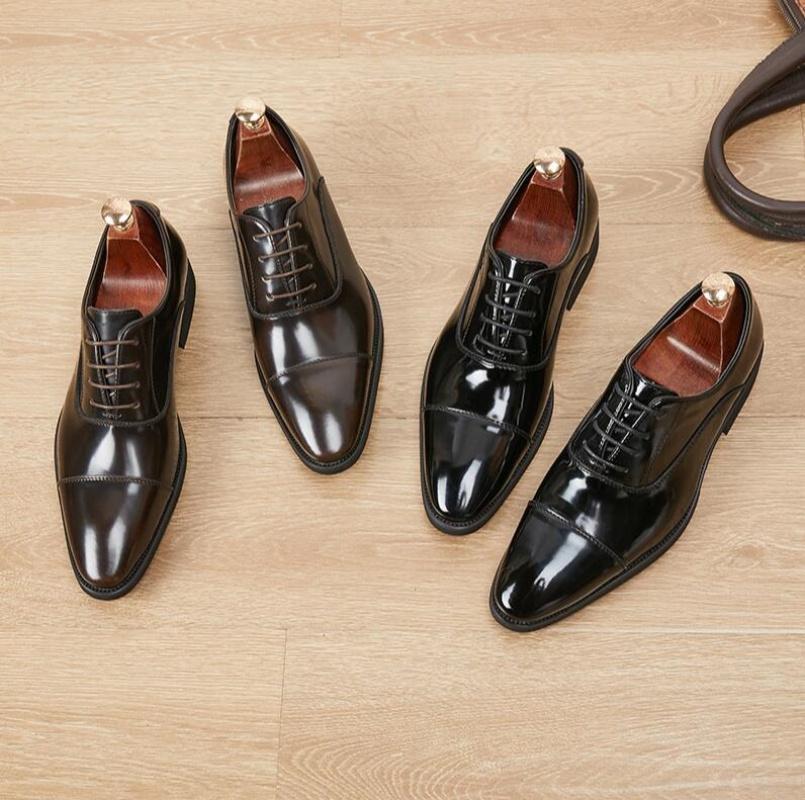 Genuine Leather Mens Dress Shoes Black Formal Social Shoe Male Business Wedding Derby for Man Luxury Oxford Loafers