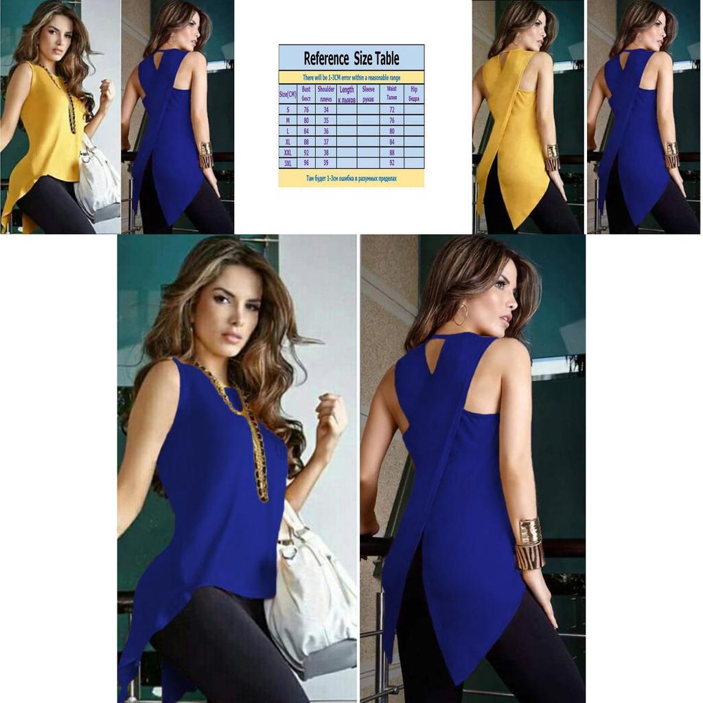 Elegant Women's Summer Loose Top With Unique Cross Irregular Blouse Design Casual Usa T-shirt
