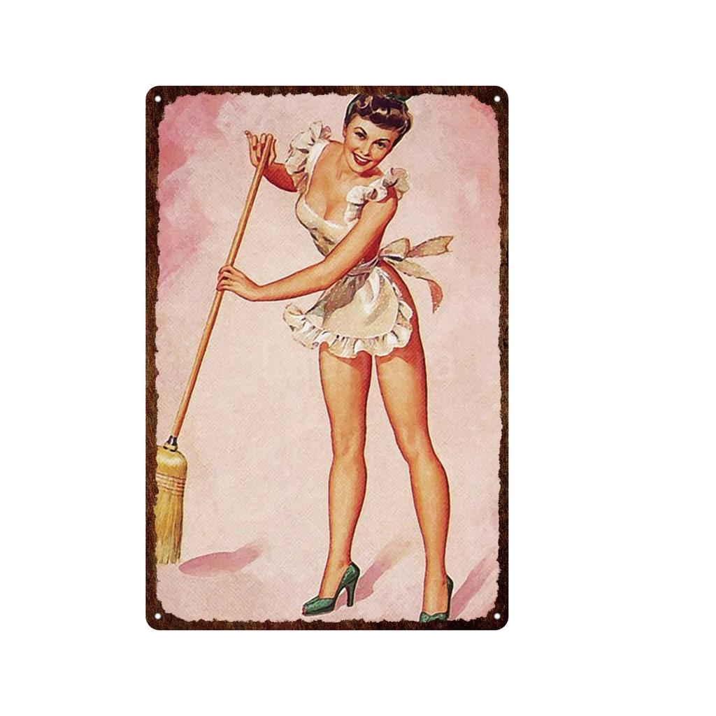Iron Painting Elegant Pin Up Girl Retro Posters Tin Sign Metal Sign Decor Wall Women Portrait Bar Pub Club Man Cave Pictures