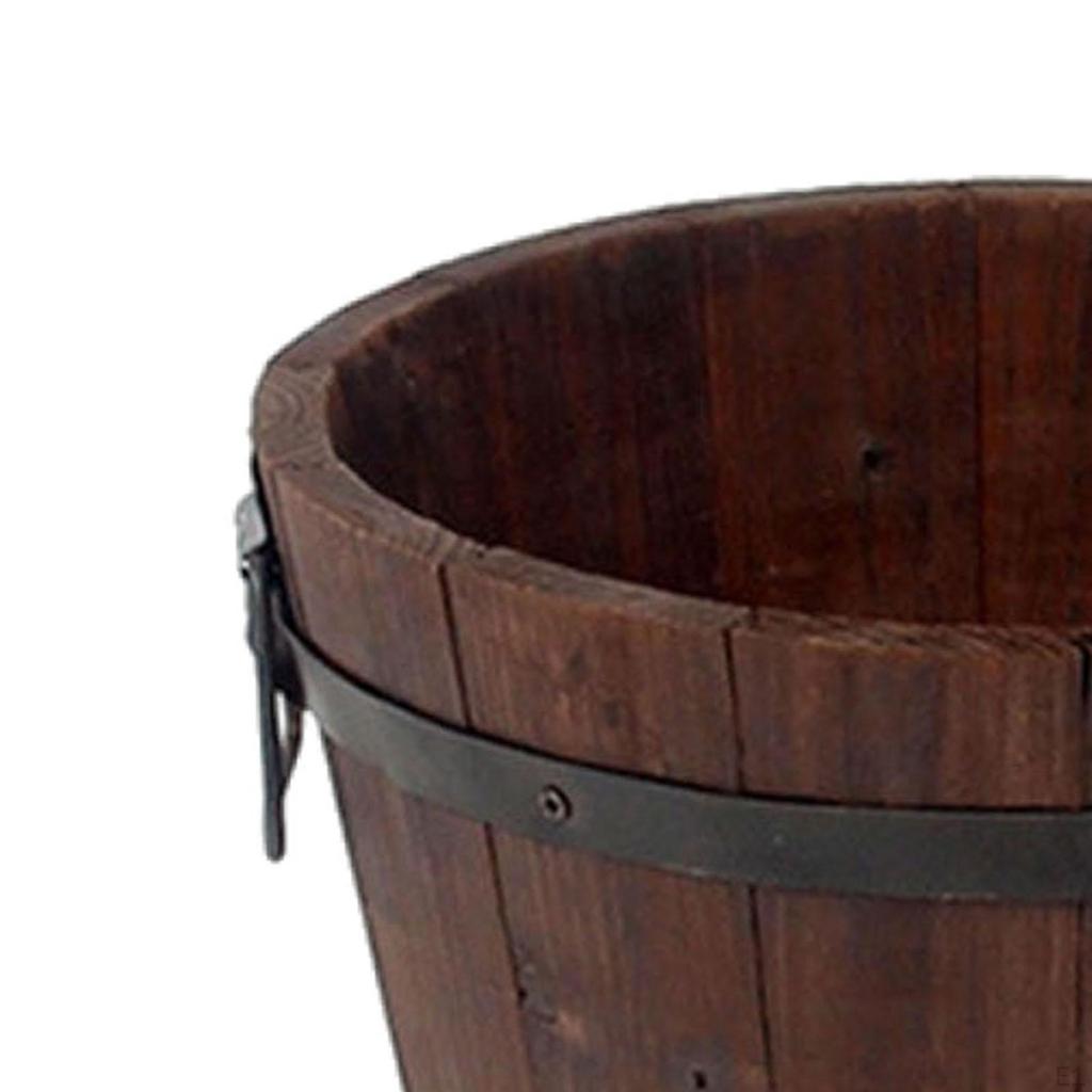 Barrel Planter Preservative Wooden Decorative Ornament Flower Bucket Pot for Backyard Garden
