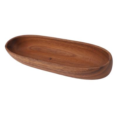 Wooden Salad Bowl Multipurpose Large Capacity Wooden Boat Shaped Bowl For Food Bread Fruits Snack Dessert