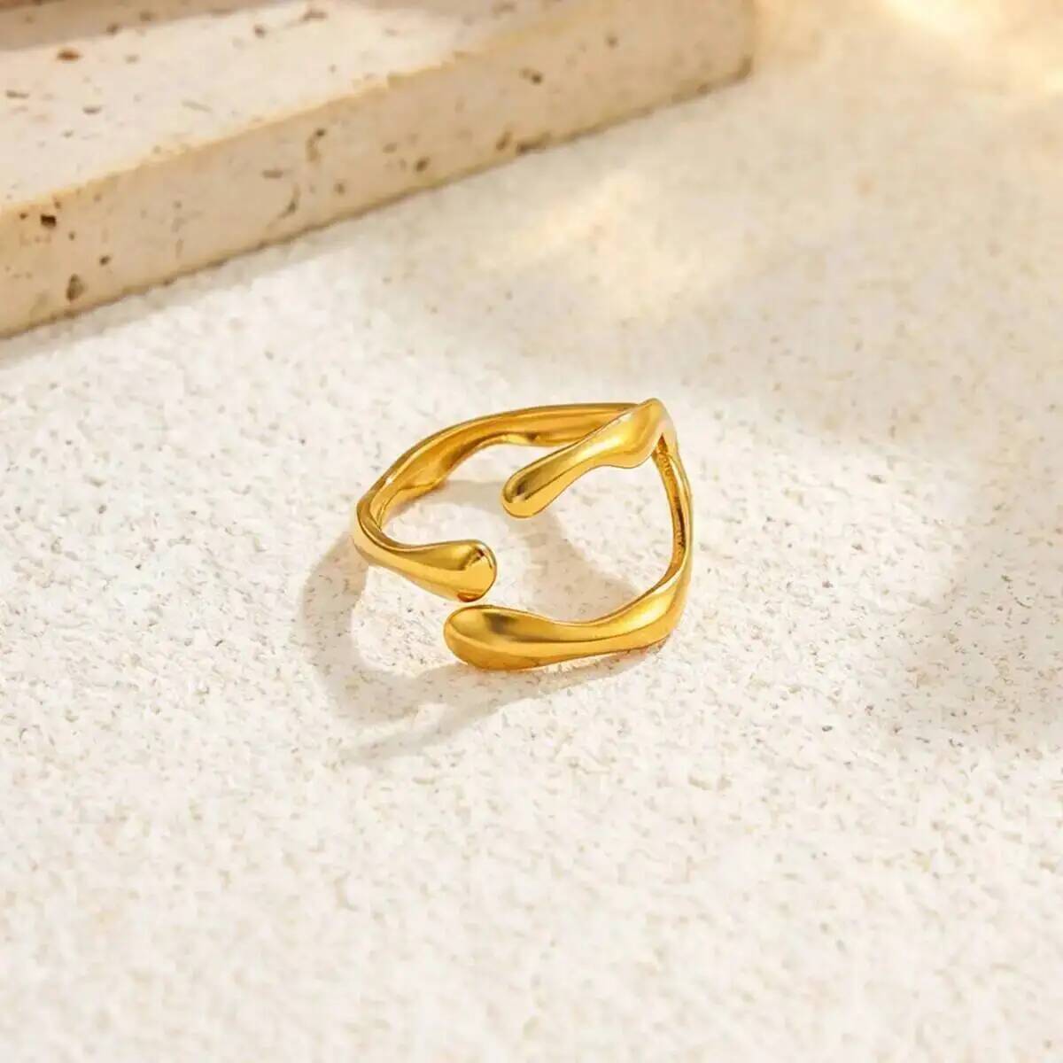 SHIXIN Trendy Stainless Steel 18K Gold Plated Ring Women Exquisite Imitation Pearl Rhinestone Stack Ring Engagement Jewelry Gift