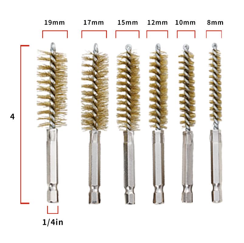 Hexagonal Rod Gun Pipe Brush - 304 Stainless Steel Wire for Rust Removal, Grinding, and Deburring.